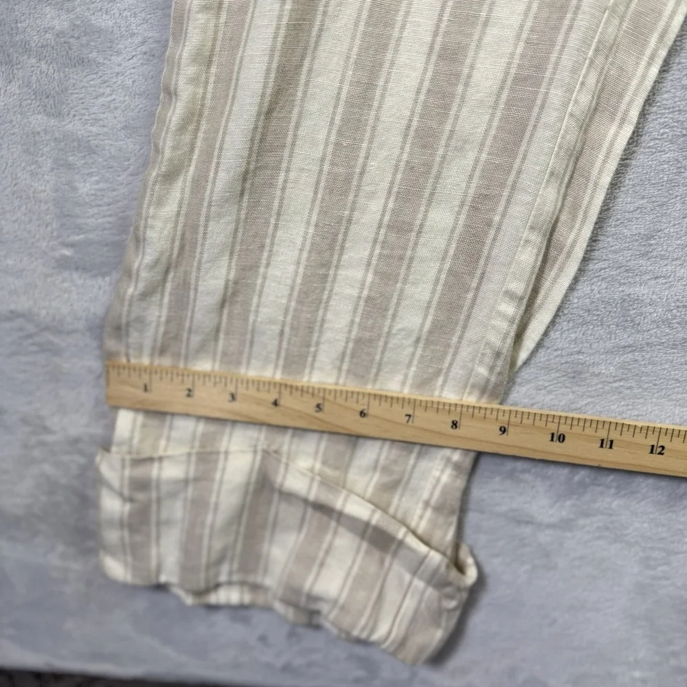Reformation Striped Linen Blend Pants Size XS*See measurements Tan‎ Cream Boho